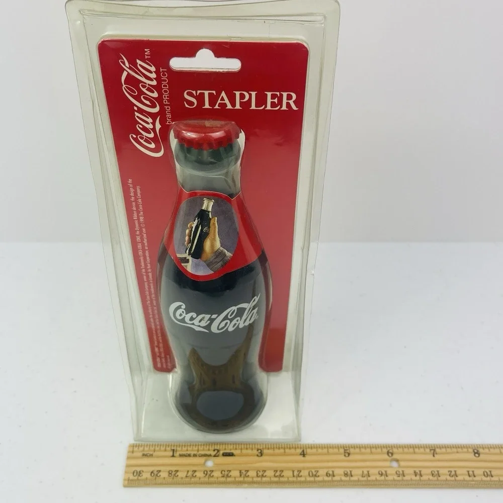 Vintage 1997 Coca-Cola Bottle Shaped Stapler Desktop Novelty Coke Office Supply